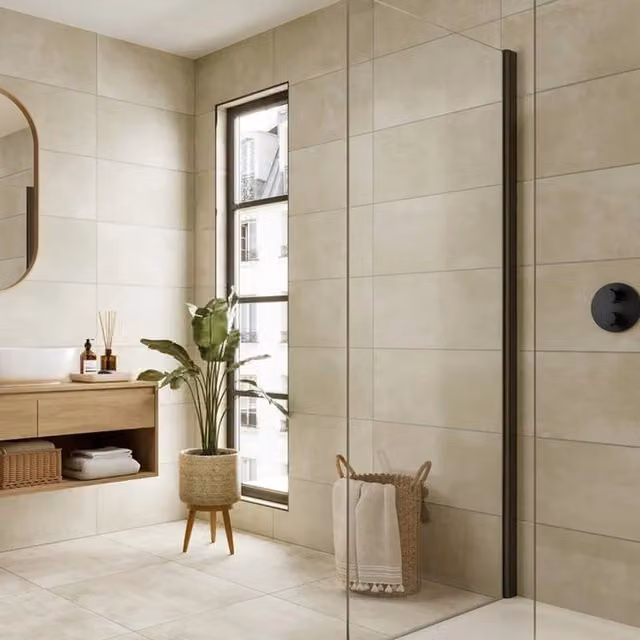 Bathwell Beige Stone Look Matt Porcelain Field Tiles W: 60 cm, H: 30 cm