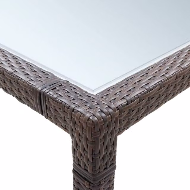 Berkfield Home Durable Brown Poly Rattan Garden Dining Table W/D/H: 200 x 200 x 74 cm – 1