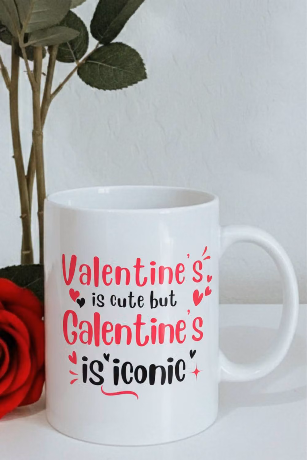 Dyzi White Ceramic Mug with Valentine's Is Cute But Galentine's Is Iconic Print – 4