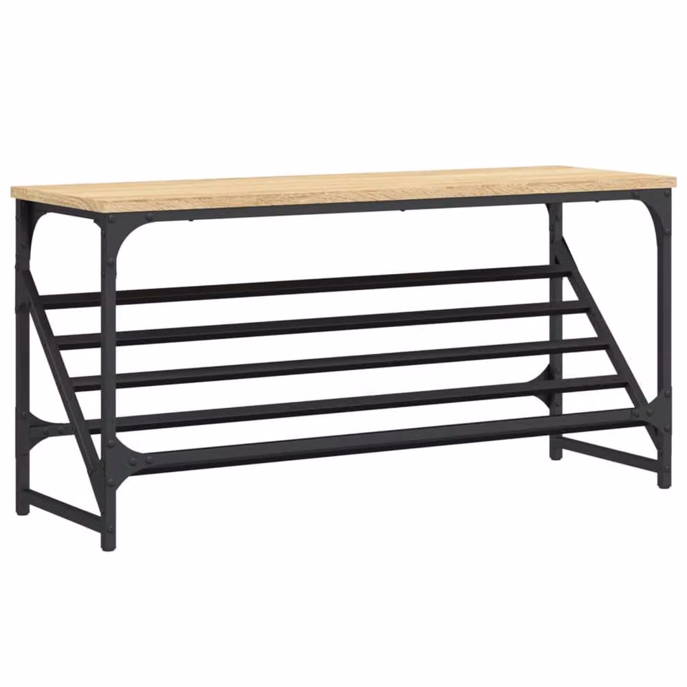 Berkfield Home Industrial Shoe Rack in Sonoma Oak and Brown, W/D/H: 90 x 30 x 45 cm – 3