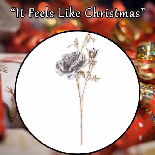 VFM e-Store Silver Christmas Rose Spray Pick Decoration, H 80 cm x W 16 cm – 6