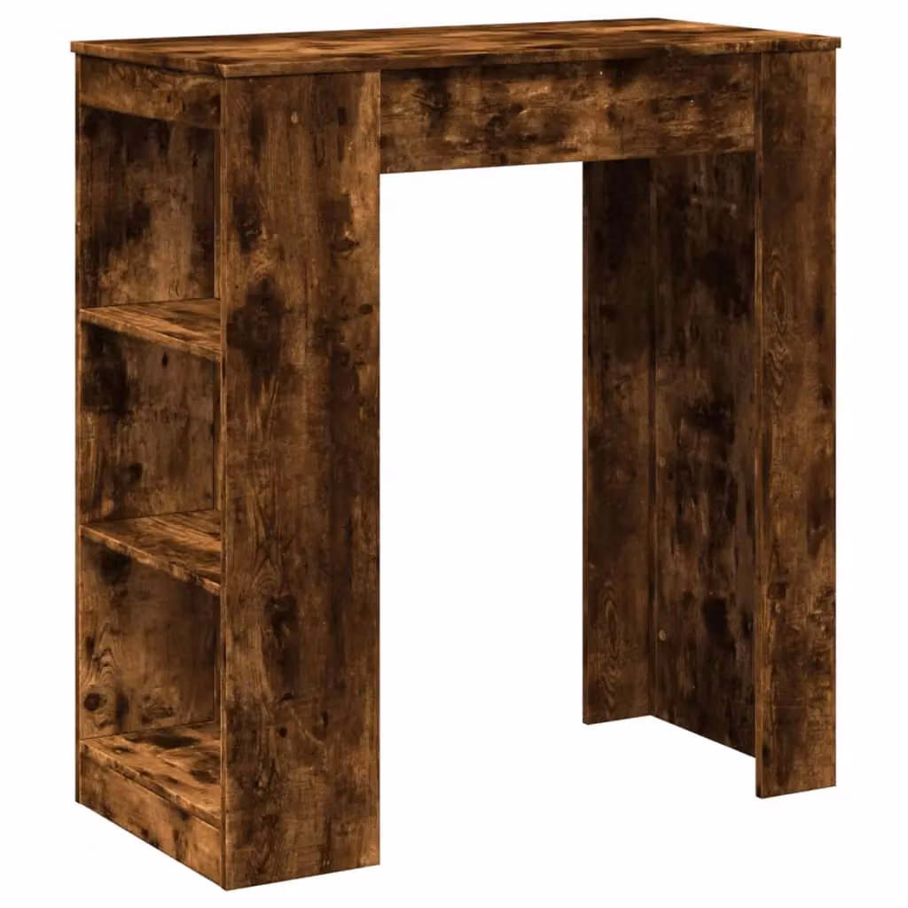 Berkfield Home Bar Table with Racks in Smoked Oak Brown, W/D/H: 95 x 47 x 103.5 cm – 2