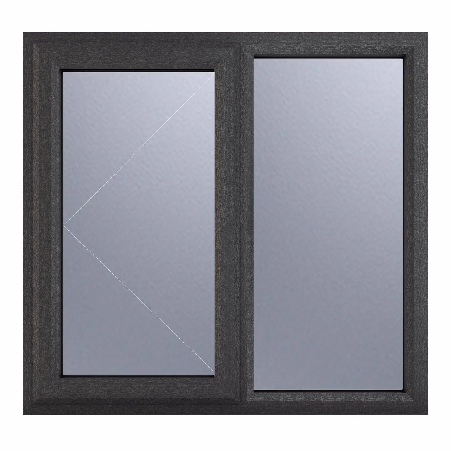 Crystal Direct Left Hand Side Hung Window with Fixed Light Obscure Glass in Dark Grey, W: 96.5 cm, H: 119.0 cm – 2