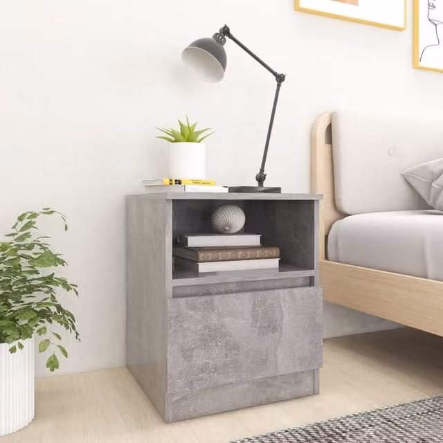 Berkfield Home Bed Cabinets 2 Piece Set in Concrete Grey, W/D/H: 40 x 40 x 50 cm – 1