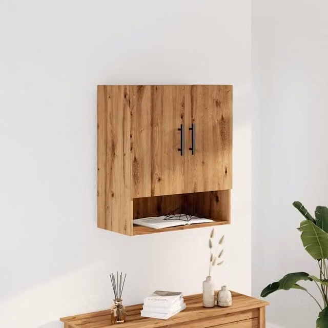Berkfield Home Artisan Oak Wall Cabinet in Brown, W: 60 cm, D: 31 cm, H: 70 cm – 1
