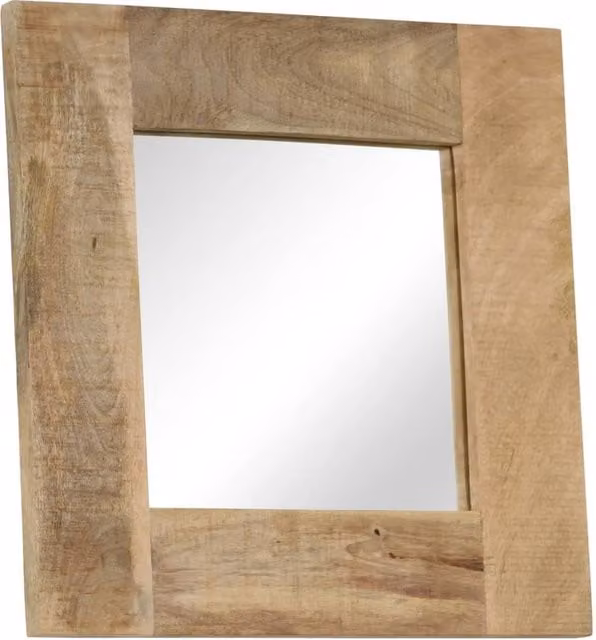 Berkfield Home Retro Square Solid Mango Wood Wall Mirror, Brown, W/H: 50 x 50 cm