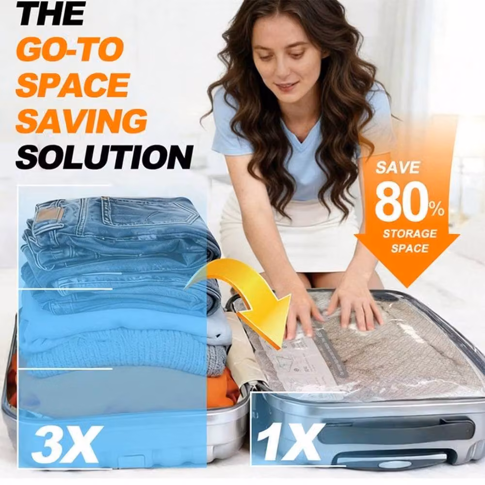 FLAVORA 18-Piece Vacuum Storage Bag Set with Wireless Electric Air Pump in Grey, 50 cm – 5