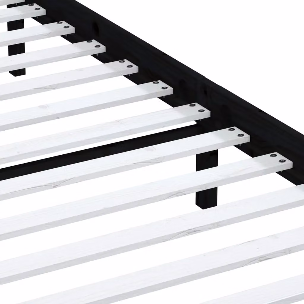Berkfield Home Black Solid Wood Pine Bed Frame W/D/H: 200 x 200 cm – 3