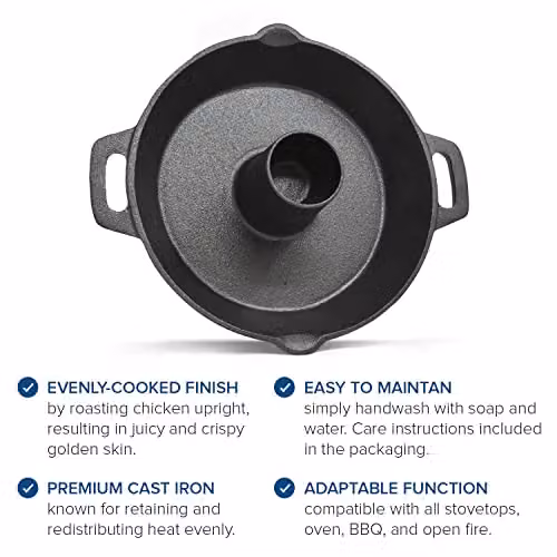Joeji's Kitchen Cast Iron Vertical BBQ and Oven Chicken Roaster Stand, Black – 3