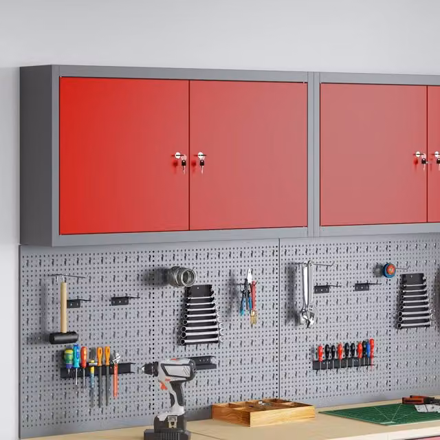 Berkfield Home Wall-Mounted Steel Tool Cabinet, Red and Grey, W/D/H: 100 x 20 x 55 cm – 1