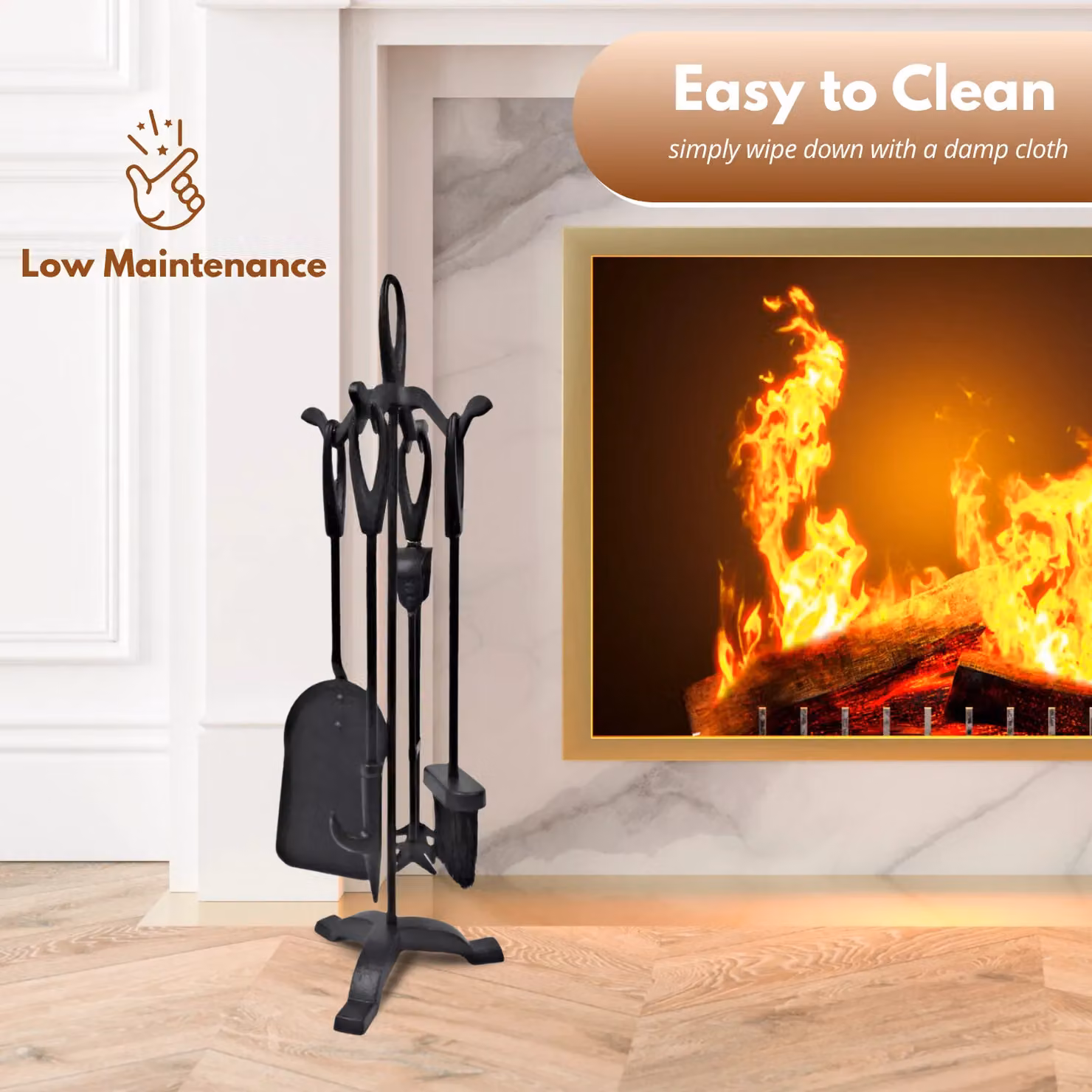 Marco Paul 5pc Cast Iron Fireside Accessory Set in Black – 7