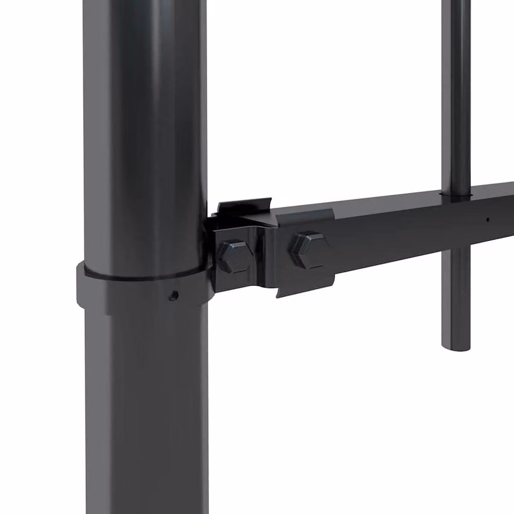 Berkfield Home Black Powder-Coated Steel Spear Top Garden Fence, H: 1.7 m x W: 0.6 m – 2