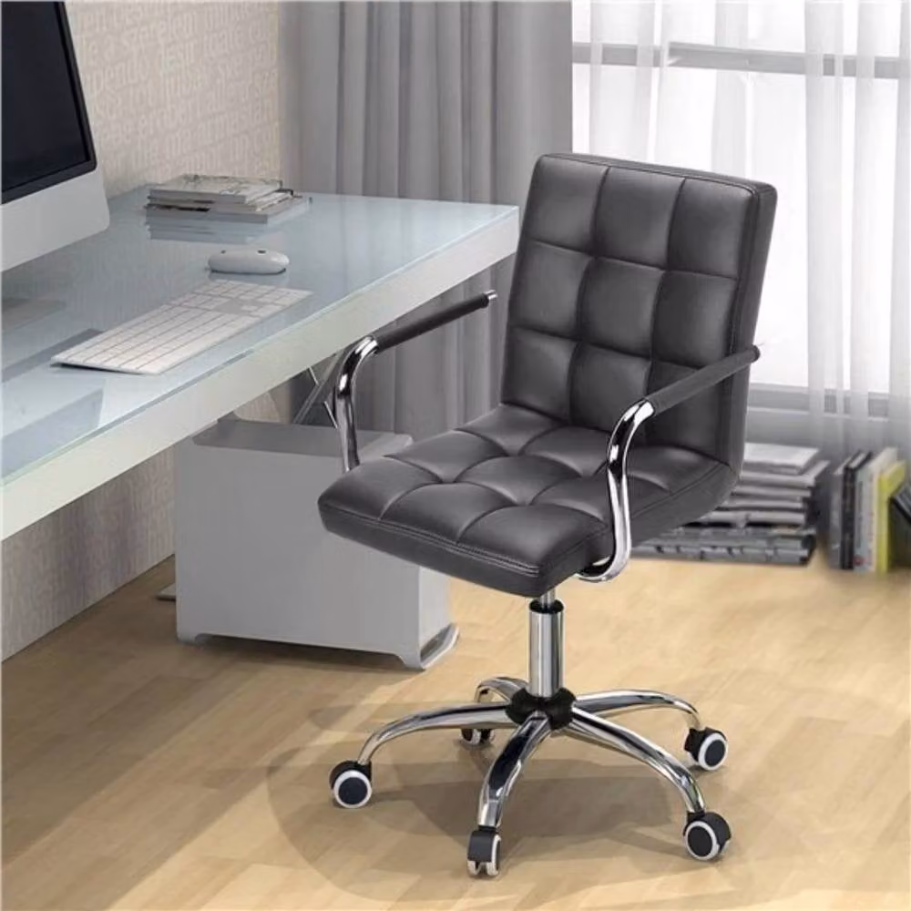 Kelvenix Grey Synthetic Leather Swivel Home Office Task Chair – 4