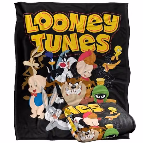LOGOVISION Looney Tunes Group Silky Touch Super Soft Fleece Throw Blanket, Multicolour, W: 152 cm, D: 127 cm – 1