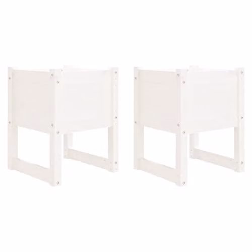 vidaXL Set of 2 White Solid Wood Pine Planter Tubs, W/D/H: 40 x 40 x 52.5 cm