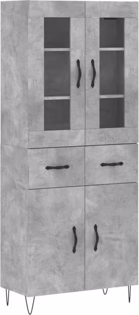 Berkfield Home Industrial Highboard in Concrete Grey, W/D/H: 69.5 x 34 x 180 cm – 1