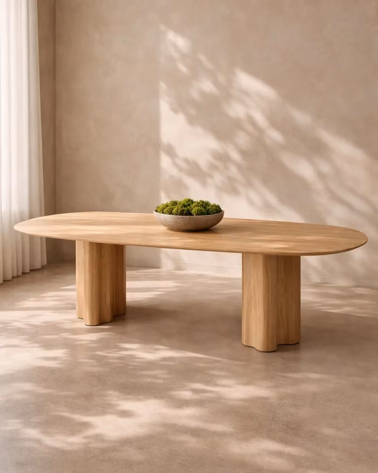 Tommy Franks Moon Rectangular Dining Table in Light Oak, W: 240 cm, H: 75 cm