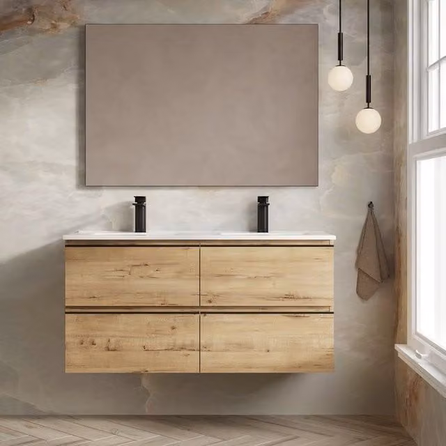 Banyetti Vatilla 1200mm Wall Hung Vanity Unit with Lira Basin in Ostippo Light Oak – 1