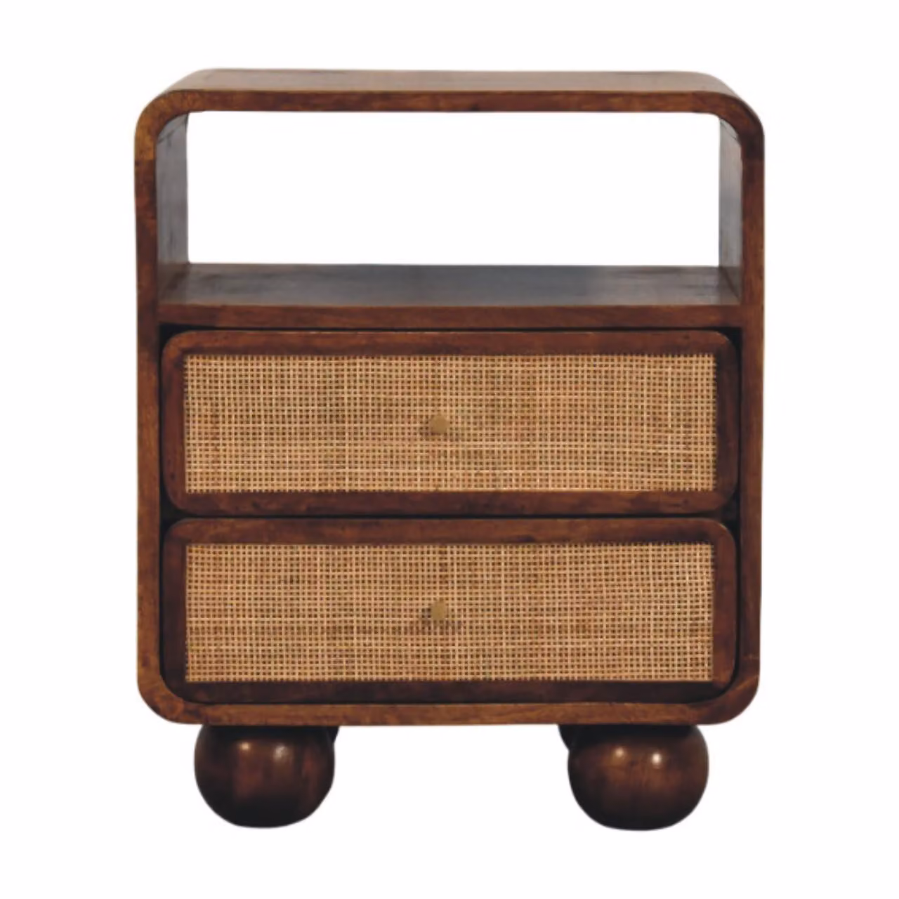 Aosom UK Solid Mango Wood Bedside Table with 2 Drawers and Open Shelf, Brown, W/D/H: 45 x 35 x 55 cm – 2