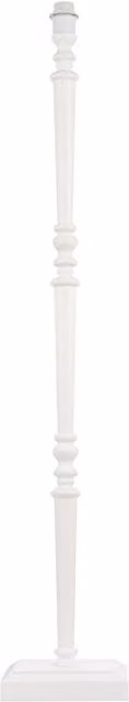 Happy Homewares Chic White Wood Standing Floor Lamp with Square Base and Foot Switch, Height: 132 cm