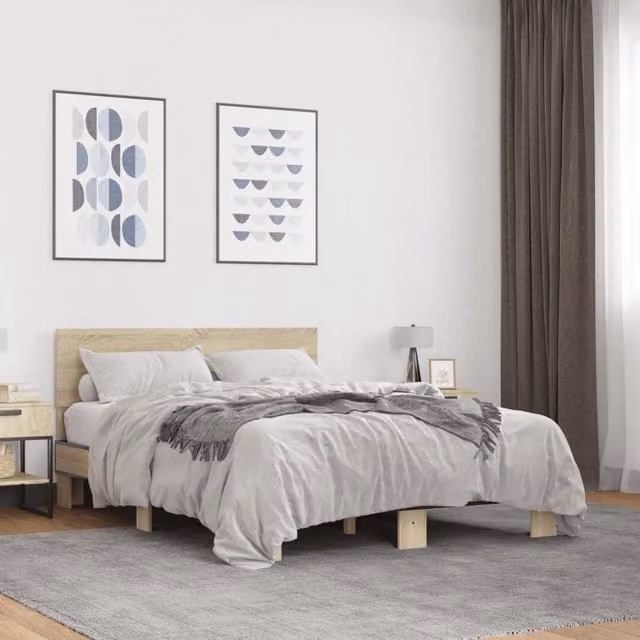 Berkfield Home Sonoma Oak Bed Frame with Drawers, Brown, W: 140 cm, D: 190 cm