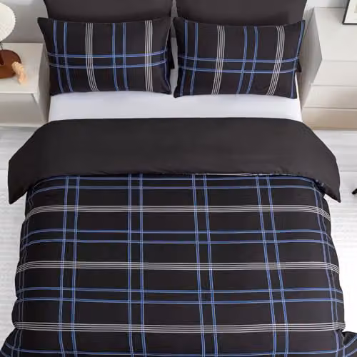 Pamposh Black Double Brushed Microfibre Duvet Cover Set with 2 Pillowcases, W/D/H: 200 x 200 cm – 3