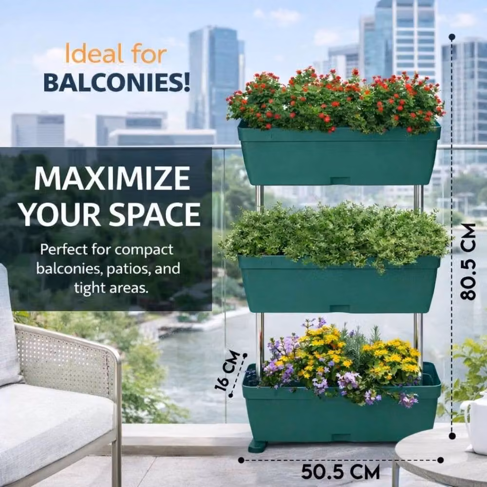 EONLION 3-Tier Vertical Raised Garden Bed Elevated Planter Box in Green – 2