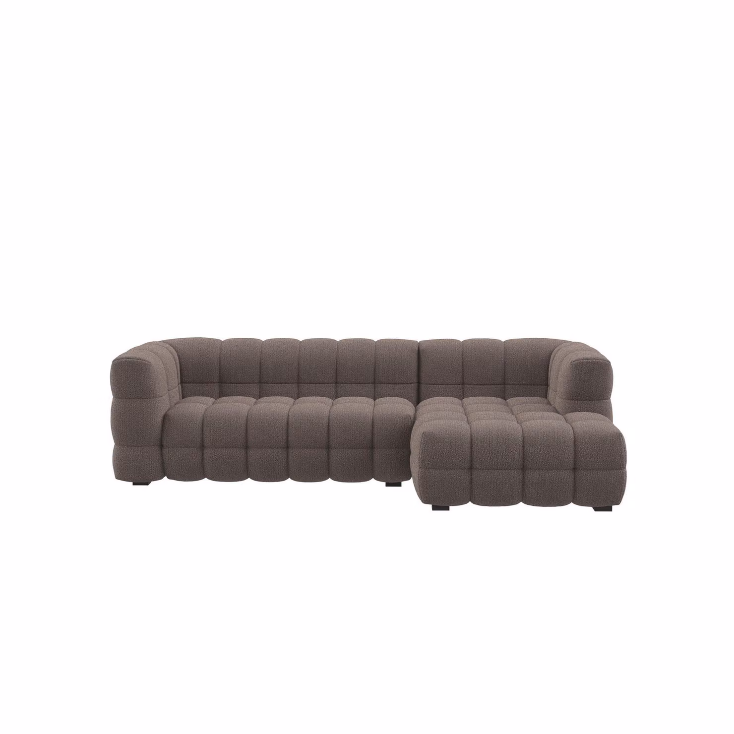 Dôme Deco BASEL Right-Facing Corner Sofa in Grey Fabric with Solid Beech Wood Frame, W/D/H: 272 x 168 x 76 cm
