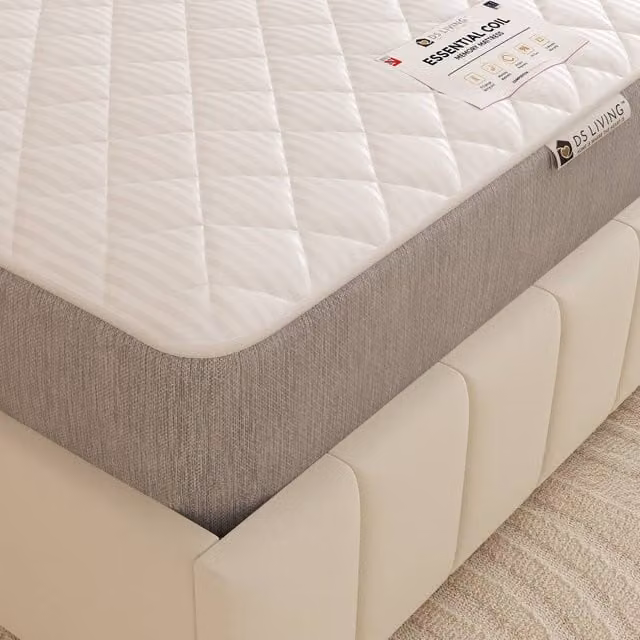 DS Living Haven Small Single Hybrid Memory Foam and Spring Essentials Mattress in Grey