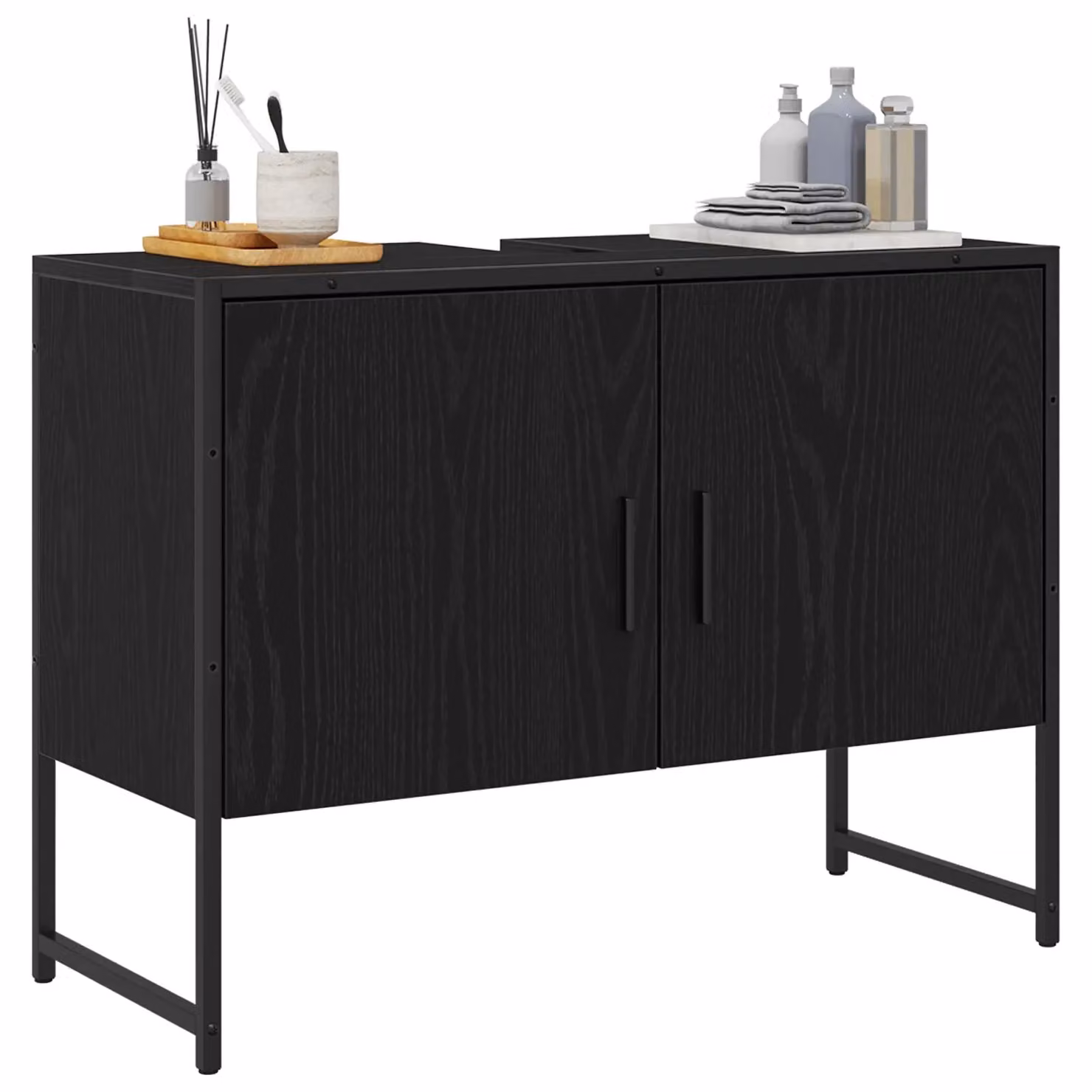 Berkfield Home Modern Black Oak Bathroom Sink Cabinet, W/D/H: 80 x 33 x 60 cm – 3