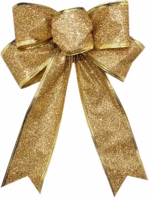 Living and Home 10-Piece Gold Christmas Ribbon Bowknot Tree Ornaments