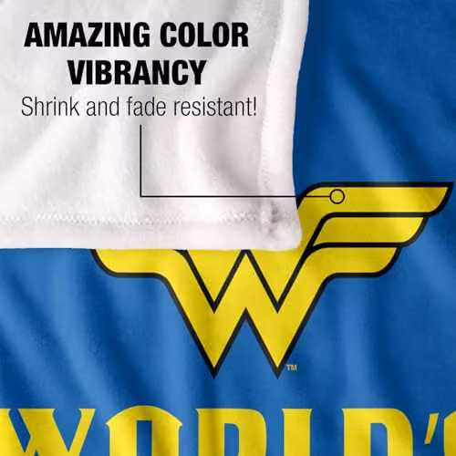 LOGOVISION Wonder Woman Worlds Greatest Mom Super Soft Fleece Throw Blanket, Multicolour, W: 91.44 cm, L: 147 cm – 3