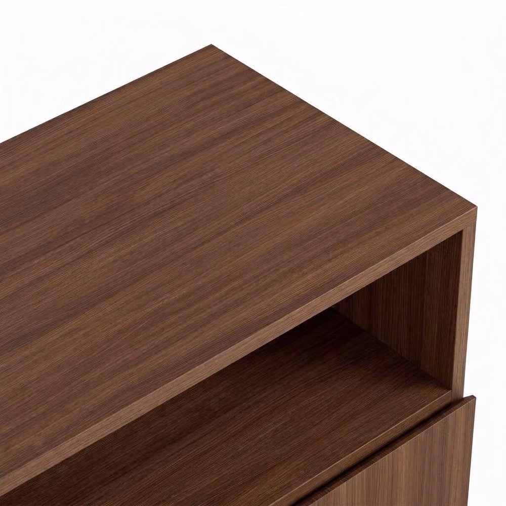 CALICOSY Oliver Small Sideboard with 2 Doors and 1 Niche, Walnut Brown, Width: 80 cm – 3