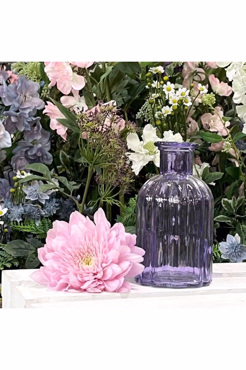 KDMD Lilac Flora Glass Bottle Vase, Purple, 6 Pack, Height: 13.7 cm – 3