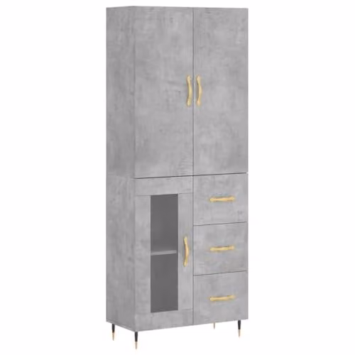 vidaXL Modern Highboard Sideboard in Concrete Grey Engineered Wood with Doors and Drawers