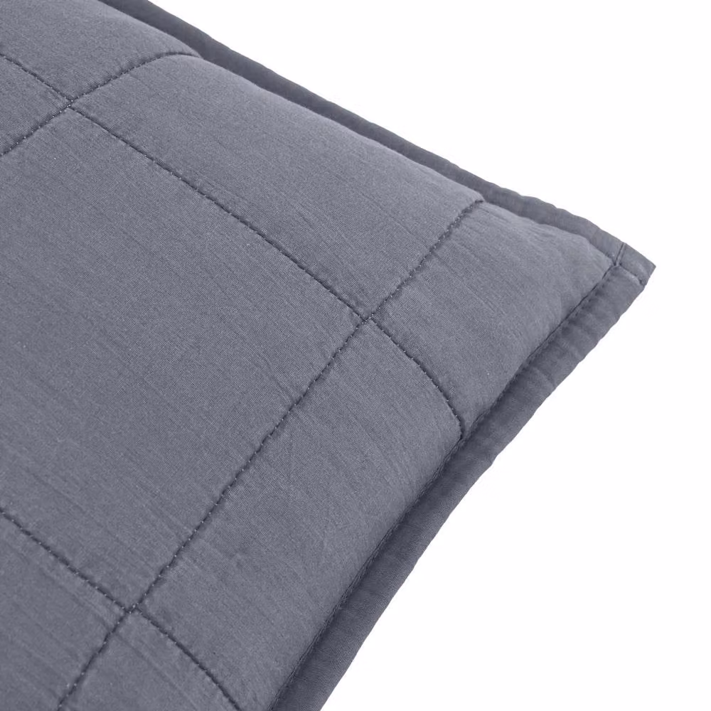 Yard Hebden Quilted Washed Cotton Square Cushion in Blue, W/D/H: 55 x 55 x 55 cm – 4