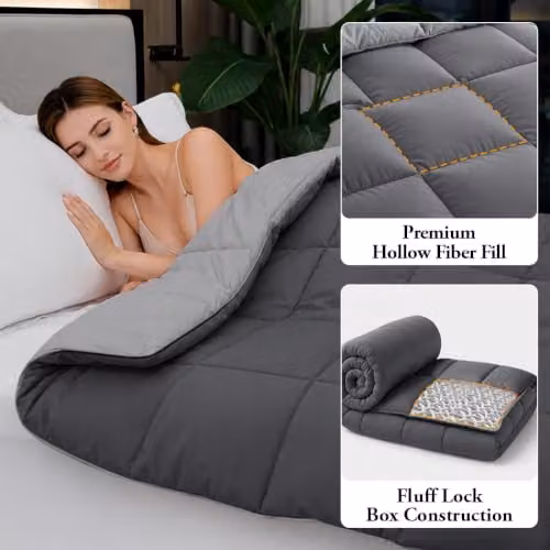 Lazzaro Pack of 4 Single Duvets, 10.5 Tog, Two-Tone Grey, W/D/H: 135 x 200 cm – 5