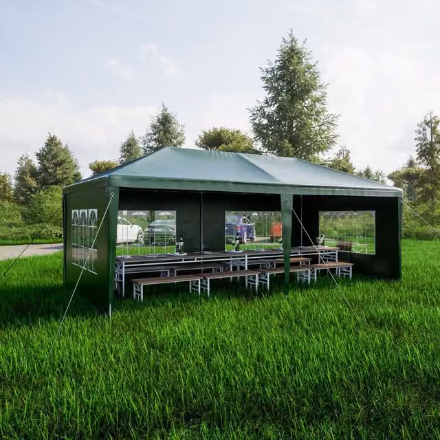 BIRCHTREE Green PE Gazebo W: 600 cm, D: 300 cm