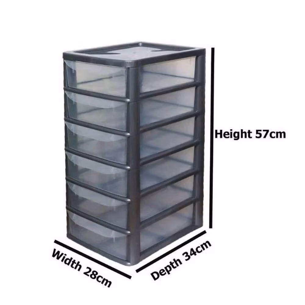 FORGEVIO A4 6 Drawer Unit with Plastic Tabletop in Grey, W: 50.0 cm, H: 57.0 cm – 2