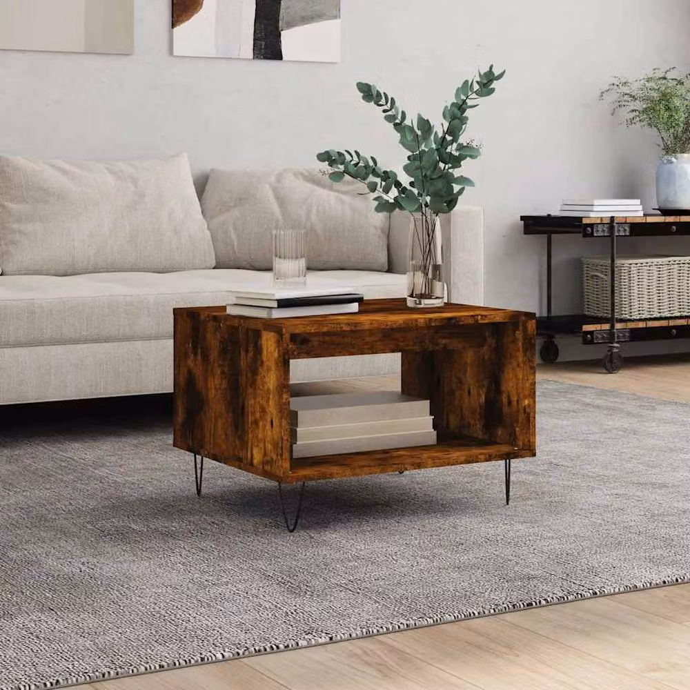 Berkfield Home Smoked Oak Coffee Table in Brown, W: 60 cm, D: 50 cm, H: 40 cm – 2