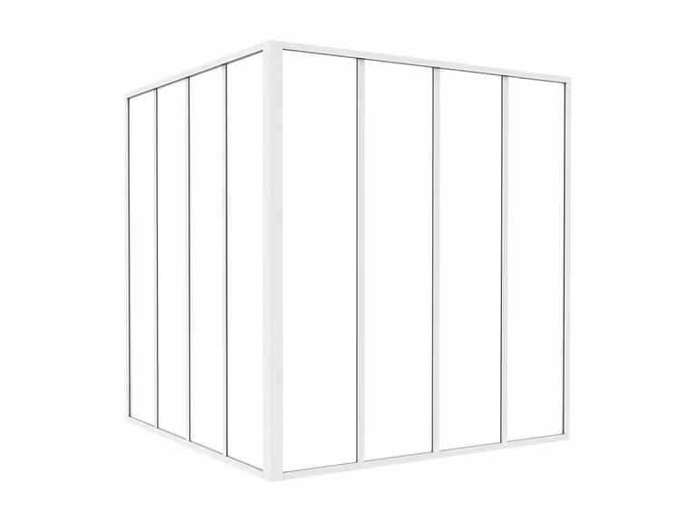Vente-unique Corner Studio Glass Panelling in Powder-Coated Aluminium, White, W/D/H: 120 x 120 x 130 cm
