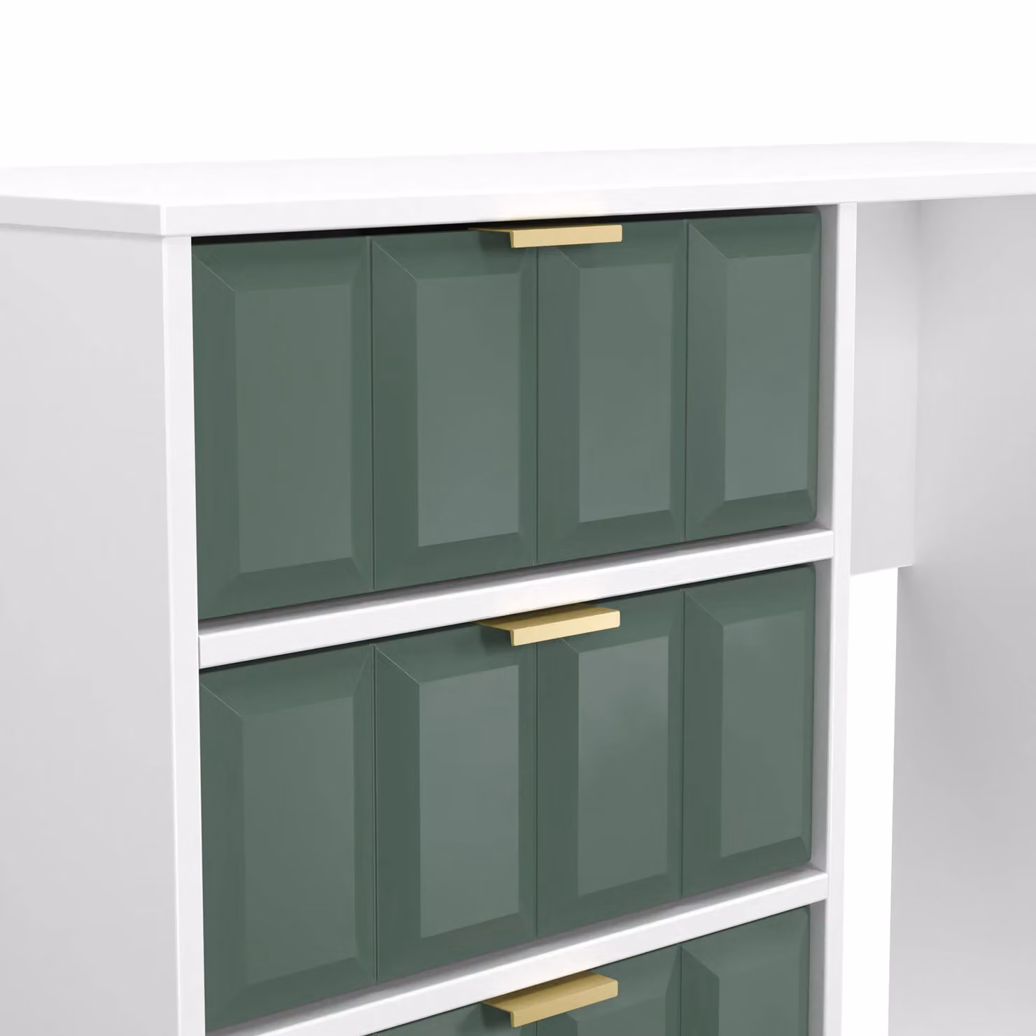 Ready Assembled 2 U Metro 4 Drawer Green and Gold Metal Vanity – 3