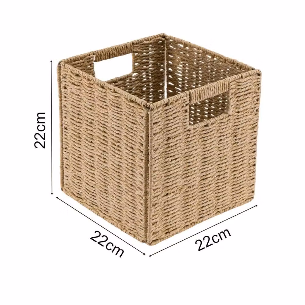 Kelvenix Set of 2 Foldable Open Weave Faux Wicker Baskets in Natural Yellow, Sand and Beige – 2