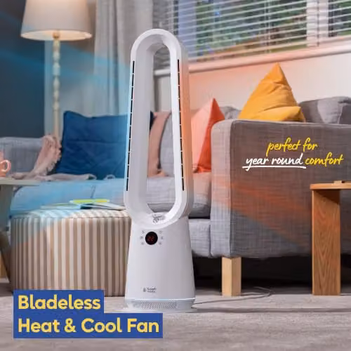 Russell Hobbs RHBHC2030W Bladeless Electric Fan Heater and Cooling Fan, 2000W, White – 3