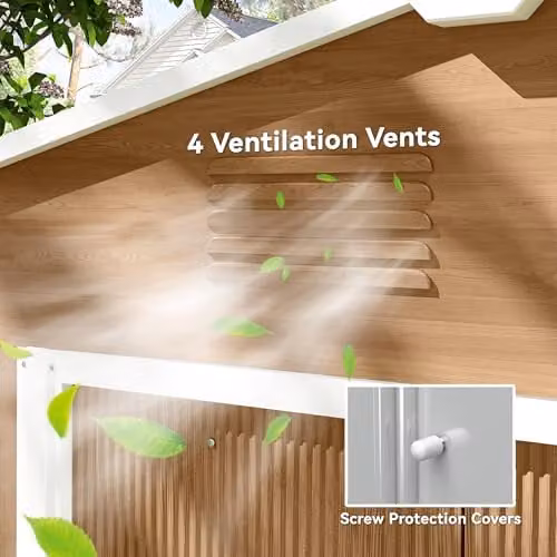 Outsunny Brown Wood Effect Metal Garden Storage Shed with Double Doors and Side Vent – 3