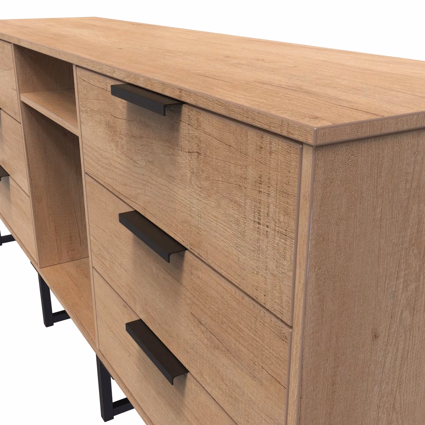 2 U Fuji 6 Drawer Sideboard in Natural Wood Finish, Ready Assembled – 3
