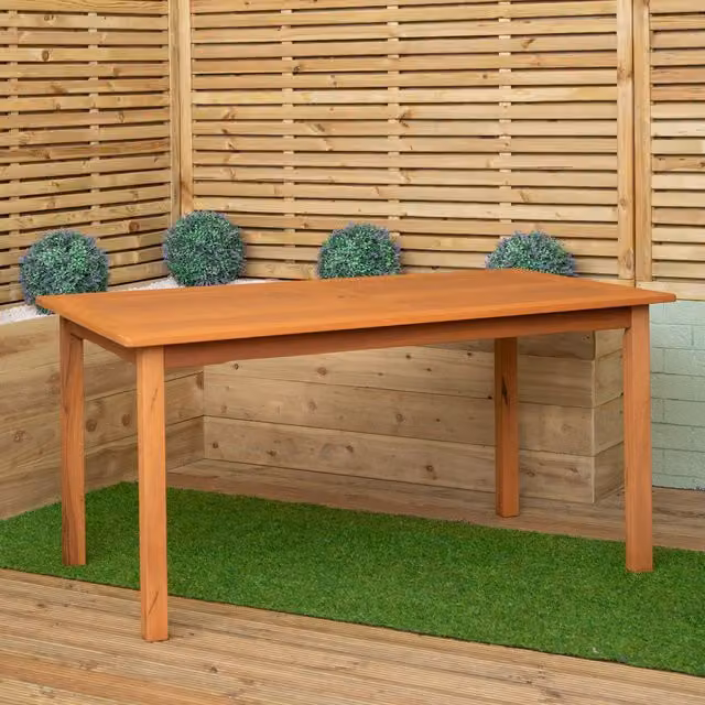 Samuel Alexander Grasmere 6 Person Rectangular Wooden Garden Patio Table in Brown