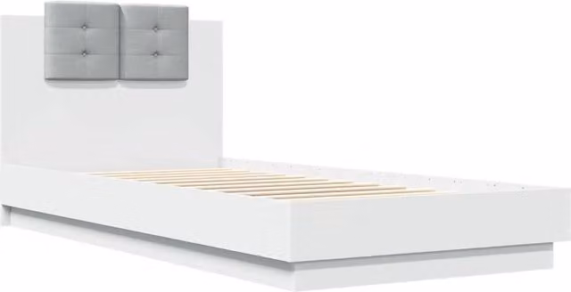 Berkfield Home Modern White Bed Frame with Under-Bed LED Lighting, W/D/H: 100 x 200 x 84 cm
