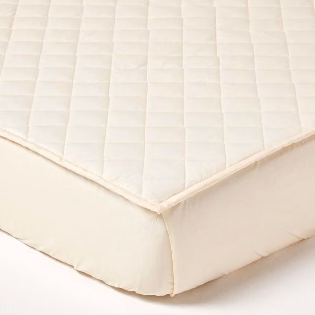 Homescapes Organic 300 TC Luxury Quilted Fitted Mattress Protector, Beige, W/D/H: 90 x 200 cm