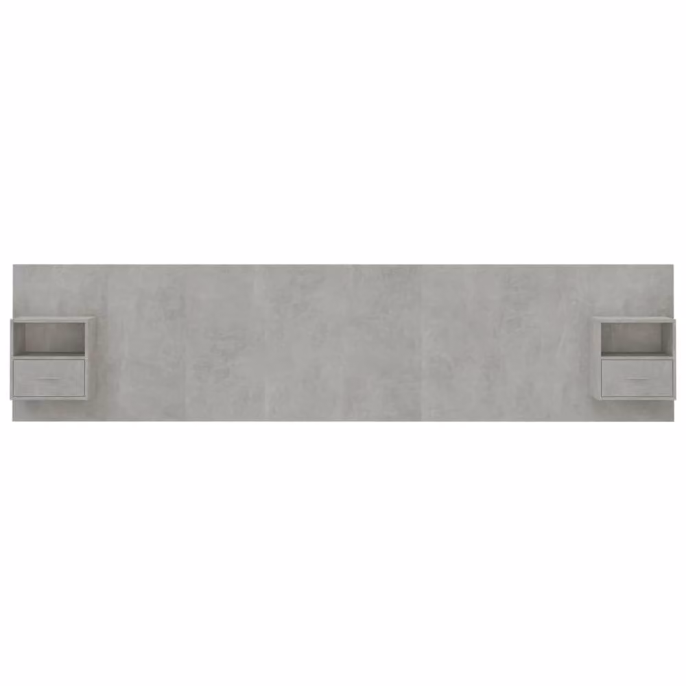 Berkfield Home Bed Headboard with Integrated Nightstands and Side Compartments in Concrete Grey Engineered Wood – 2